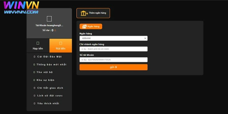 Hình thức rút tiền WinVN qua ngân hàng địa phương